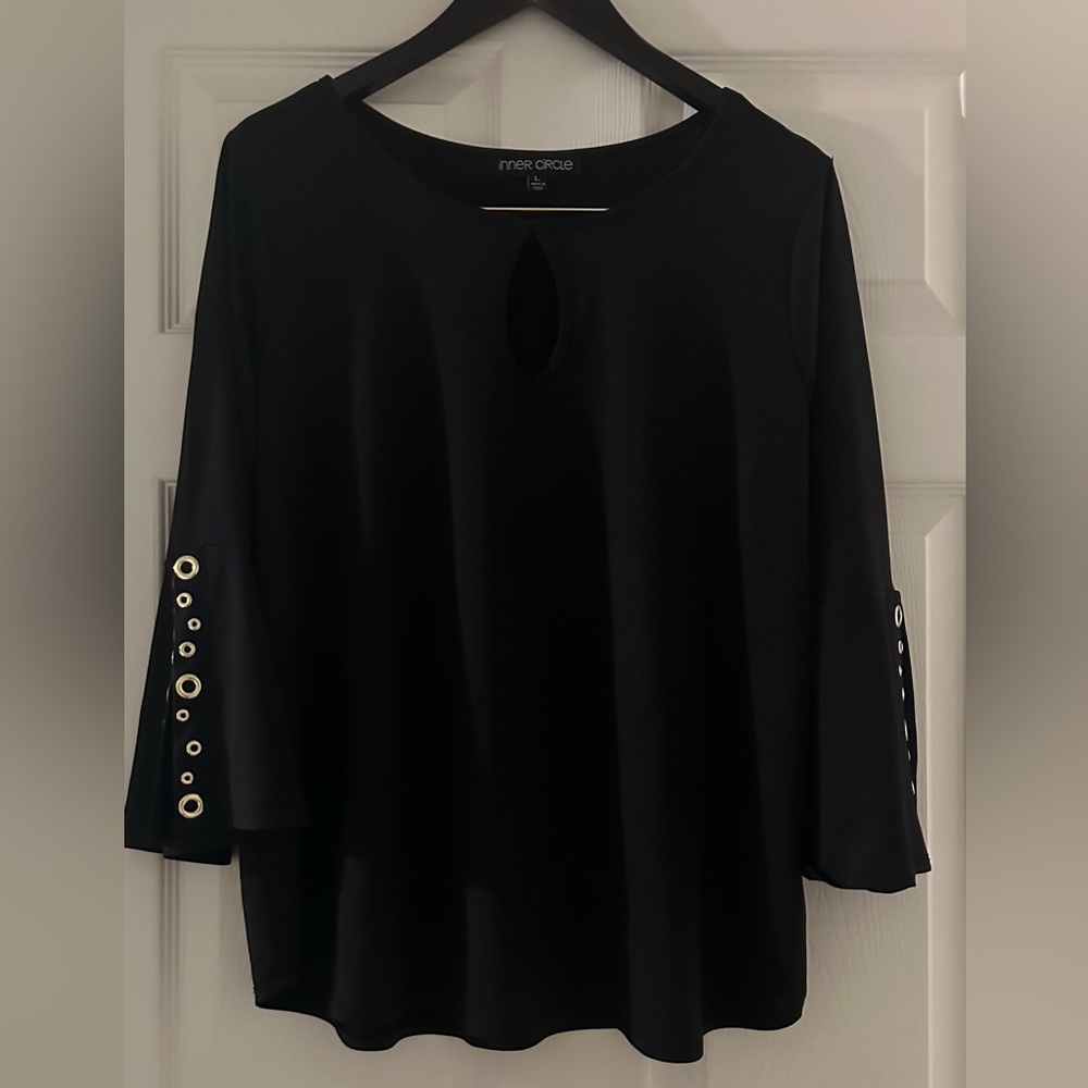 Black Blouse With Gold Style Cut-outs